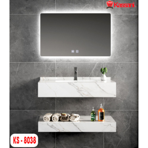 TỦ LAVABO KASSANI KS-8038 - TỦ BÀN ĐÁ CAO CẤP - GƯƠNG LED